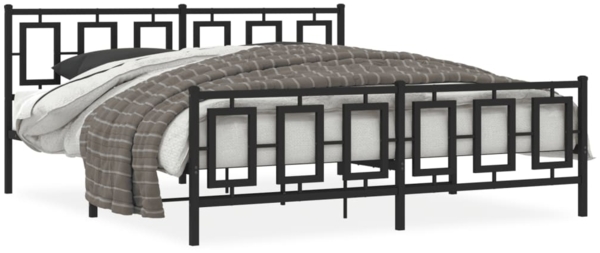 vidaXL Bettgestell mit Kopf- und Fußteil Metall Schwarz 183x213 cm 374264