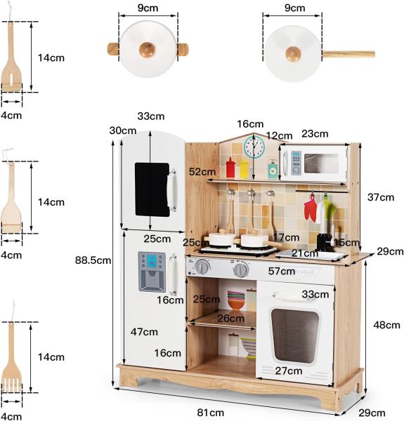 COSTWAY Kinderspielküche mit Licht & Sound, 81 x 29 x 88,5 cm Bild 3