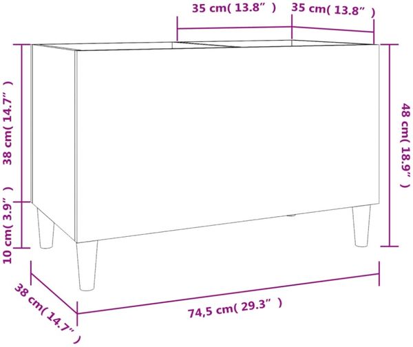 vidaXL Plattenschrank Weiß 74,5x38x48 cm Holzwerkstoff 831957 Bild 6