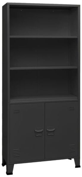 Bücherregal im Industrie-Stil Anthrazit 80 x 32 x 180 cm Stahl