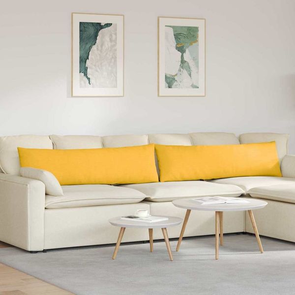 vidaXL Sofakissen 2 Stück Helles Gelb 145 x 40 cm Cordstoff 42013866