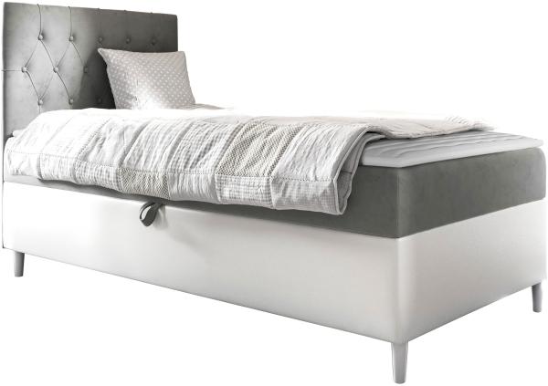 Boxspringbett 'Lenda Junior 1', grau, 100 x 200 cm, Links