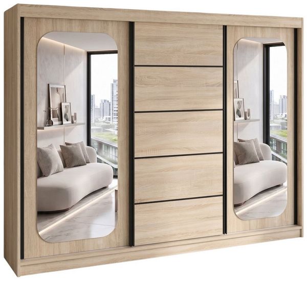 A&J MöbelLand GmbH Schiebetürenschrank BELANO – Moderner Kleiderschrank mit Schiebetüren (Die perfekte Kombination aus modernem Design, hoher Funktionalität und großzügigem Stauraum für Kleidung, Bettwäsche und Accessoires, erhältlich in verschiedenen ...