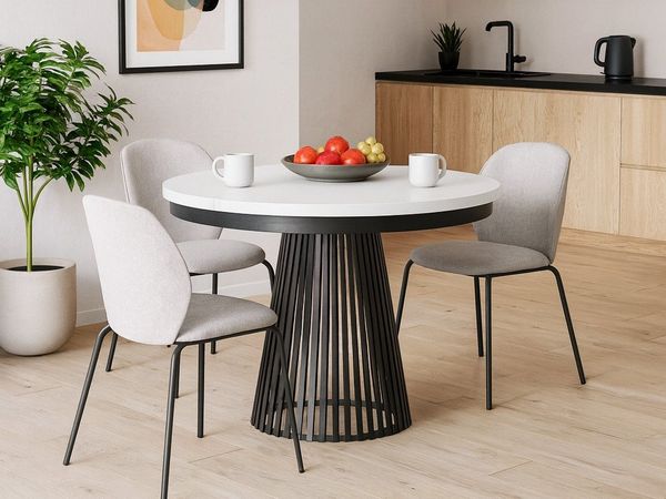 Beautysofa Esstisch Lumi im Loft-Stil, ausziehbar Ø 100–180 cm (hitze- und verfärbung beständig, Metallbeinen), verschiedene Farben