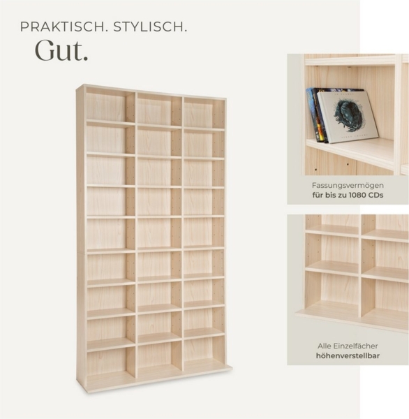 tectake CD-Regal CD DVD Regal, Set 1-tlg, in Holzoptik Bild 3