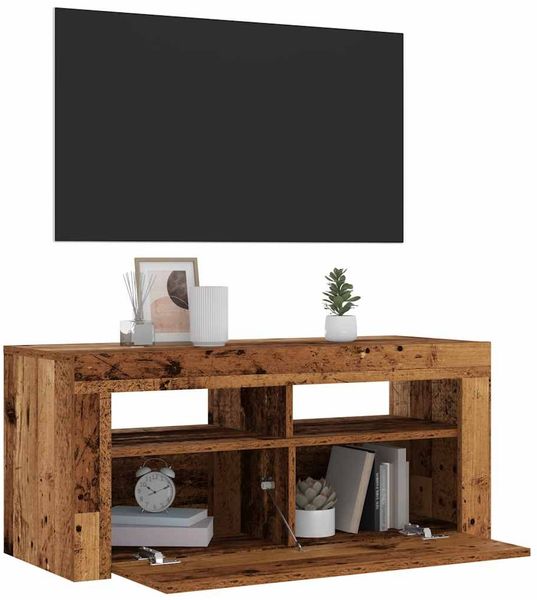 vidaXL TV-Schrank mit LED-Leuchten Altholz-Optik 90x35x40 cm 856321 Bild 5