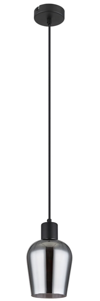 Hängeleuchte, Rauchglas, schwarz, H 150 cm