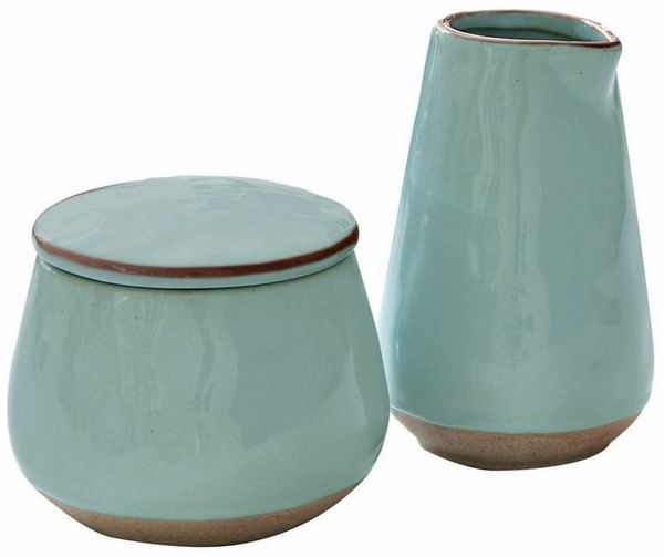 Mirabeau Geschirr-Set Zuckerdose und Milchkännchen Biarré türkis, Steinzeug