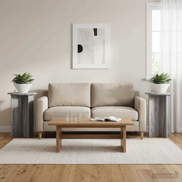 vidaXL Pflanzenständer 2 pcs Graues Sonoma Ø40 x 60 cm Holzwerkstoff 899714