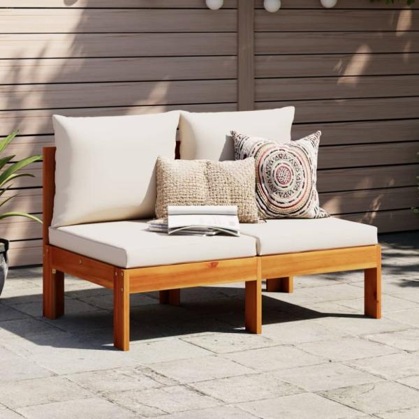 vidaXL Gartensofa ohne Armlehnen mit Kissen 2-Sitzer Massivholz Akazie 367625