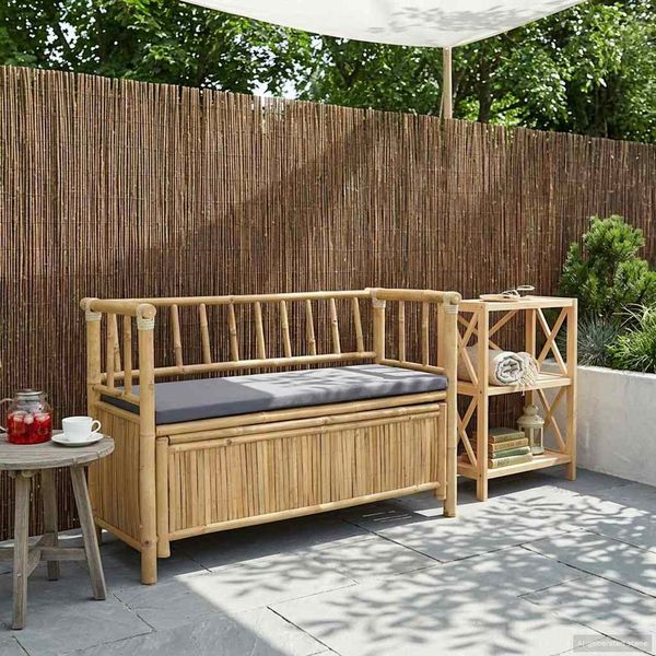 vidaXL Garten-Aufbewahrungsbank 110 x 47 x 80 cm Bambus Natur 42028077