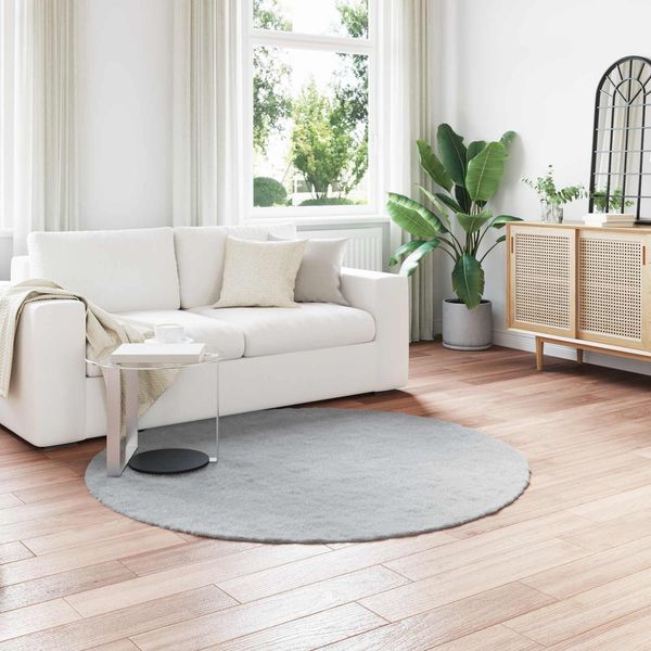 vidaXL Rutschfester Teppich aus Kunstkaninchenfell OLITE Grau Ø 160 cm 42021692
