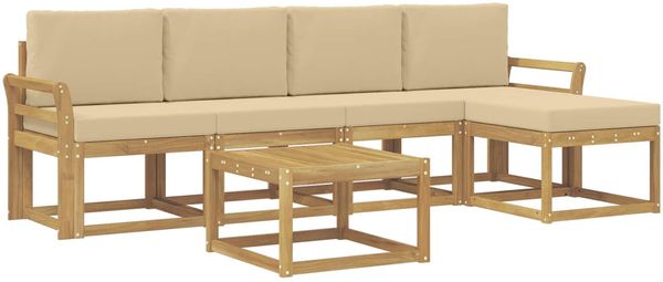vidaXL Outdoor-Sofagarnitur mit Kissen 6 pcs Weiß und Beige 3387527 Bild 2