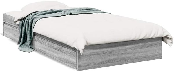 Einzelbettgestell Design für Erwachsene mit Schubladen Grau Sonoma 90x190 cm Holzwerkstoff d3619e