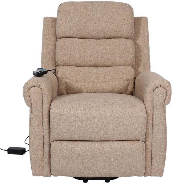Fernsehsessel HWC-K63, Relaxsessel Sessel, Liegefunktion Aufstehhilfe Massage Heizfunktion, Stoff/Textil ~ beige-braun Bild 5