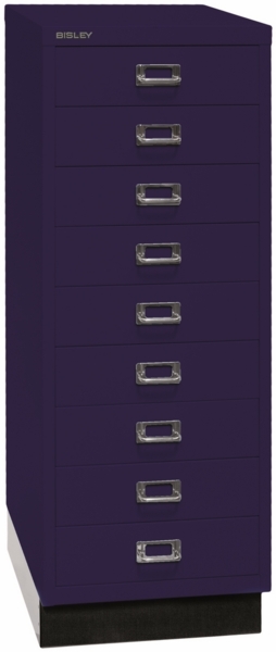 BISLEY Schubladenschrank aus Metall DIN A3 in oxfordblau mit 9 Schubladen und Sockel Büroschrank Werkzeugschrank, L39A39S-639