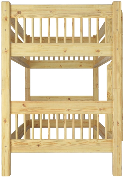 Etagenbett hoher Bettabstand massive Kiefer Zubehör wählbar Liegefläche 90x200 V-60.12-09Ni100Rollrost und Gästebettkasten inkl. Bild 6