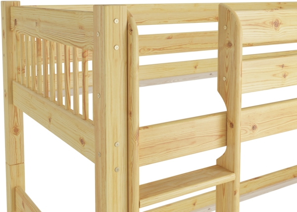 Etagenbett hoher Bettabstand massive Kiefer Zubehör wählbar Liegefläche 90x200 V-60.12-09Ni100Rollrost und Gästebettkasten inkl. Bild 7