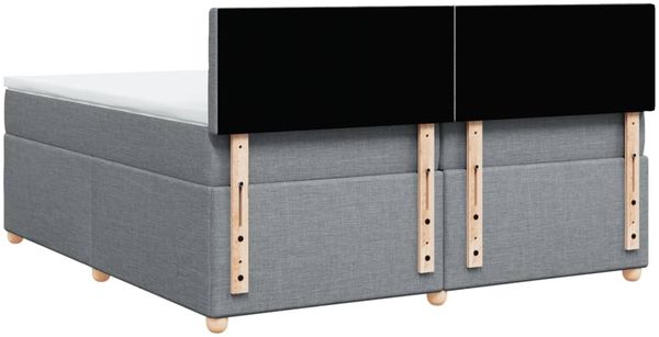 vidaXL Boxspringbett mit Matratze Hellgrau 200x200 cm Stoff 3286801 Bild 6