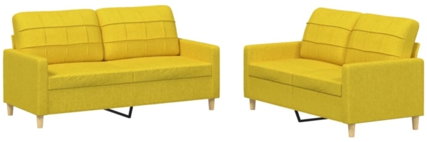 vidaXL 2-tlg. Sofagarnitur mit Kissen Hellgelb Stoff 3201279