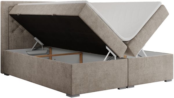 Boxspringbett, Modern Bett mit Multipocket-Matratze und zwei Bettkästen - JASIR - 120 x 200 cm - Beige Stoff - H4 Bild 4