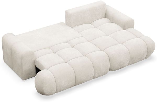Selsey 'Ombo Mini' Ecksofa mit Schlaffunktion, Bettkasten und Plüsch-Bezug, Creme, rechts Bild 4