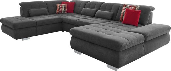 Die PlanBar Ecksofa MP-IN17004 U-Form, wahlweise mit Funktionen, Federkern-Polsterung