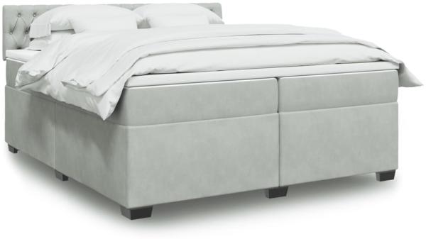 vidaXL Boxspringbett mit Matratze Hellgrau 200x200 cm Samt 3288708