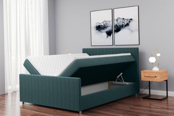 Boxspringbett Schlafzimmerbett ROSALIE 200x200cm in Stoff Matt Velvet Creme Bild 2