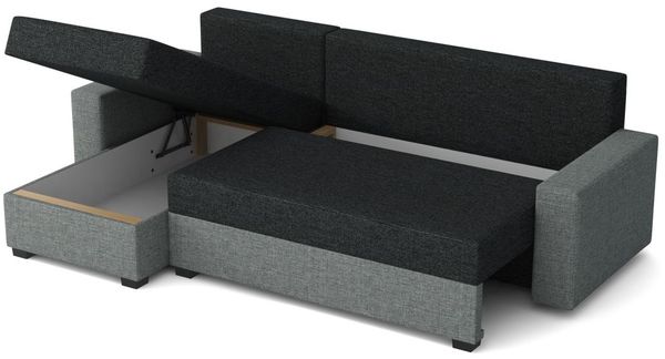 Ecksofa Schlafsofa Sofa AGNETA LUX Stoff Lincoln Dunkelgrau Ottomane Links Bild 2