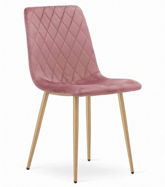 Home Collective Esszimmerstuhl Wohnzimmerstuhl Stuhl mit Velours-Sitz (ergonomisch, ideal für Wohnzimmer, Büro, Schlafzimmer oder Esszimmer), maximale Belastung: 120 kg, rosa mit holzfarbenen Beinen 1 Stuhl