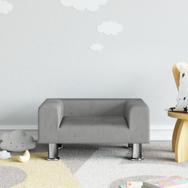 vidaXL Kindersofa Hellgrau 50x40x26,5 cm Samt 3196337