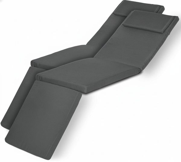 Beautissu Polsterauflage 2er Set Luxus Deckchair Auflage LoftLux DC, 175x45x5cm, Graphitgrau, Polsterauflage für Liegestuhl Gartenliege Polster Bezug Abnehmbar