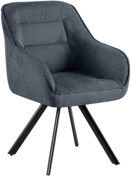 CLP Esszimmerstuhl Pettuli 180° schwenkbar gepolstert mit Rückenlehne bis 150 kg,dunkelgrau Stoff