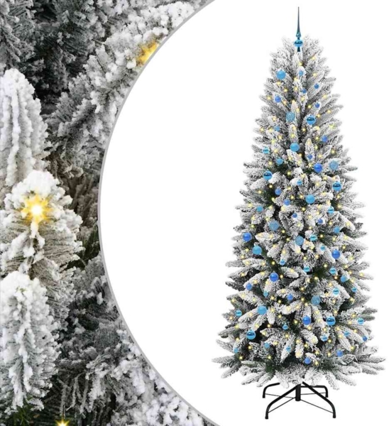 vidaXL Künstlicher Weihnachtsbaum mit 300 LEDs mit Ständer Weiß 240 cm 3396076