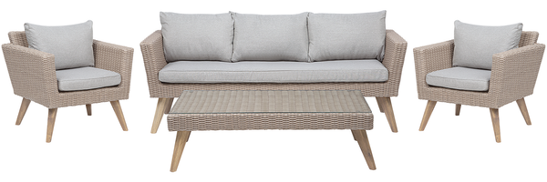 Beliani 'VITTORIA' Lounge Set mit Tisch, Taupe, 120 cm