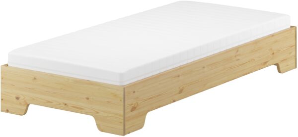 Kastenbett 90x190 stabiles Gästebett mit wählbarem Zubehör V-60.56-09-190Rollrost und Matratze inkl.