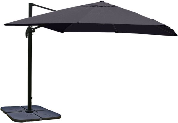 Gastronomie-Ampelschirm HWC-A96, 3x3m (Ø4,24m) Polyester Alu/Stahl 23kg ~ anthrazit mit Ständer Bild 3