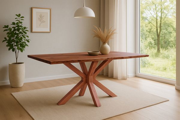 Esstisch Baumkante massiv Akazie nussbaum 240 x 100 cm Spider-Gestell Holz nussbaum PRAG 171668112