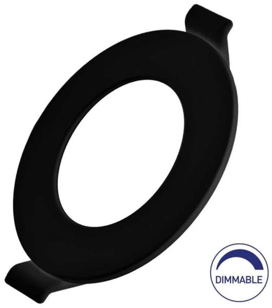 6w LED Slim Decken Einbau Leuchte in Schwarz|rund|dimmbar|Ø128x26mm|Warmweiß|470 Lumen