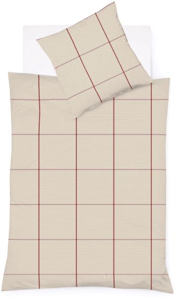 Fleuresse Lech Edelflanell Bettwäsche 200x220 Karo natur rot 604311-04