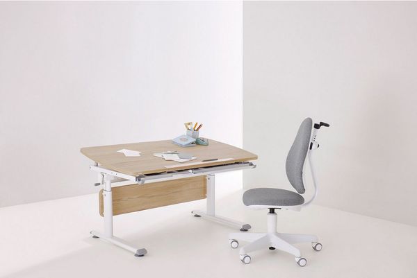 PAIDI Kinderschreibtisch DIEGO CURVED, Schülerschreibtisch, mitwachsend, ergonomisch, stufenlos höhenverstellbar, Tischplatte neigbar