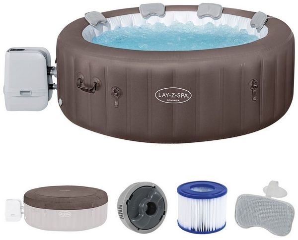 Bestway 6001S LAY-Z-SPA Whirlpool Dominica HydroJet Energiespar mit App-Steuerung, für 6 Personen Ø 196 x 71 cm, Urbanbraun