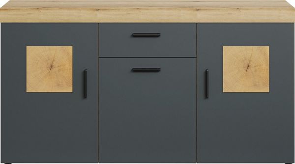 Home affaire Sideboard Ghent (Packung, 1 St), Kommode mit Hirnholzapplikationen - (B/T/H): 160/42/86 cm