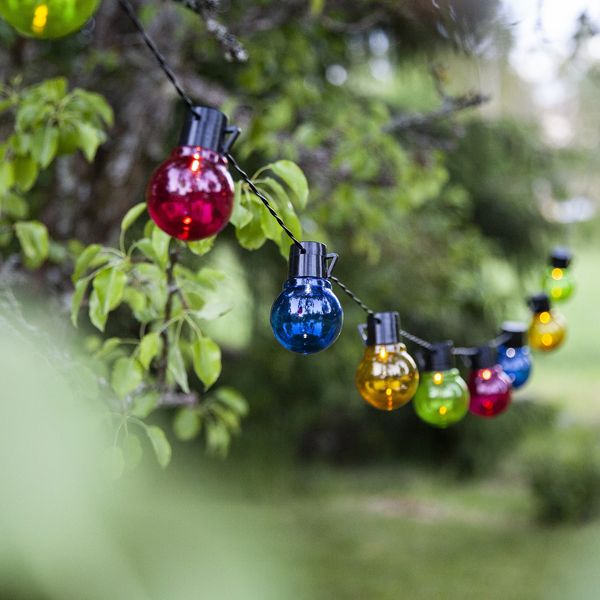 Solar-Lichterkette ,Partaj Multi', bunte Partybeleuchtung, Dämmerungssensor, 10 LED Glühbirnen, L 180cm