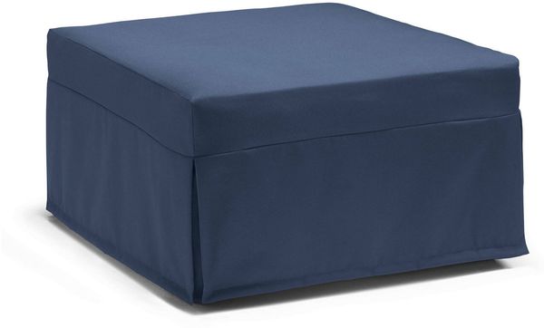 Dmora Abak Klappbett, Hocker, der in ein Einzelbett umgewandelt werden kann, Stoffhocker für das Wohnzimmer, 100 % Made in Italy, 80 x 80 x 45 cm, Blau