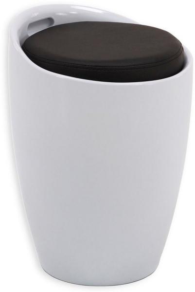 IDIMEX Sitzhocker Arbeitshocker Badhocker Badschemel Stauraumhocker Daniel, mit Stauraum und Sitzkissen in weiß/schwarz