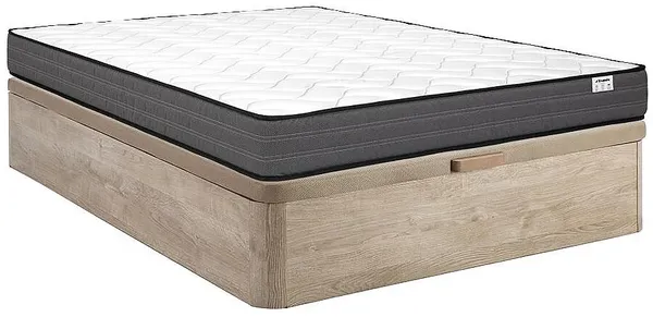 Vente-unique - AMBRACIE Mattress and bed base set StoffHolz, Platte Beige - B 120 cm x H 20 cm30 cm x L 200 cm