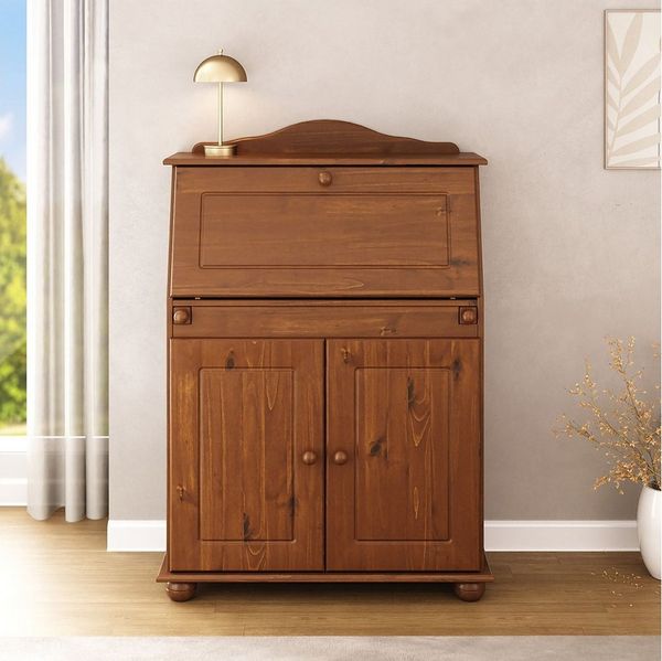 IDIMEX Sekretär DAVID, Schreibtisch Landhausstil aus Massivholz mit Stauraum Kastanie Finish