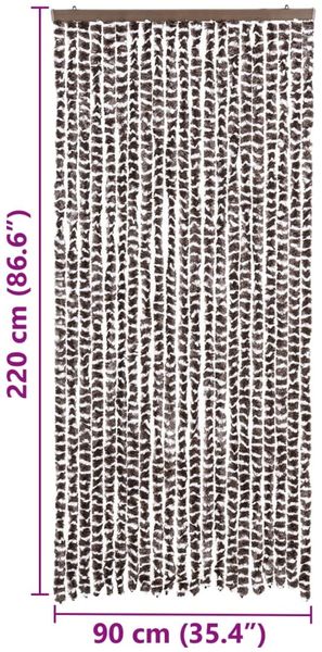 vidaXL Insektenschutz-Vorhang Braun und Weiß 90x220 cm Chenille 325452 Bild 7